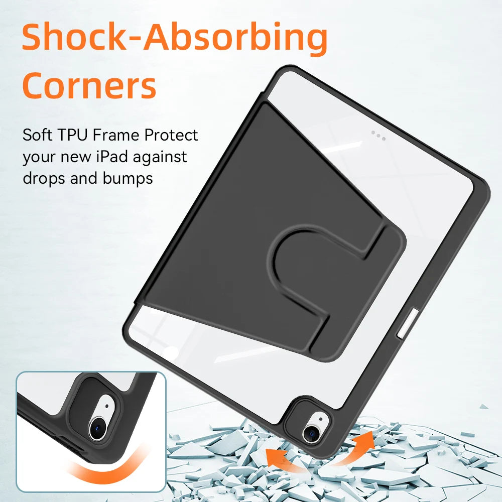 360° Rotation iPad Case for 2024 Air 11 13 M2 Pro 11 13 M4 Air 4 5 10.9 iPad 7/8/9th 10.2 10th Gen Pro 11 Pro 12.9 Mini 6 Cover