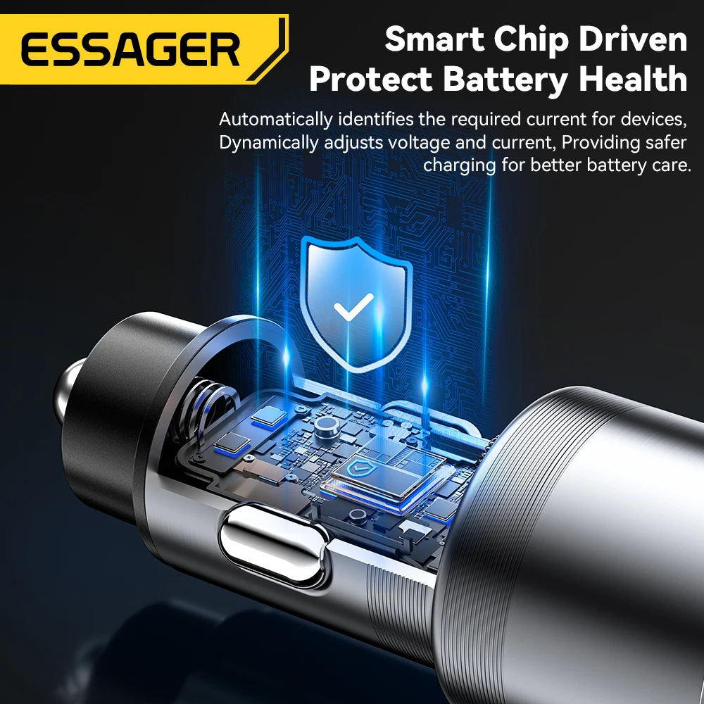 45W USB C Car Charger 3 Port PD 3.0 QC 3.0 PPS Fast Charging with Lightning iP Port