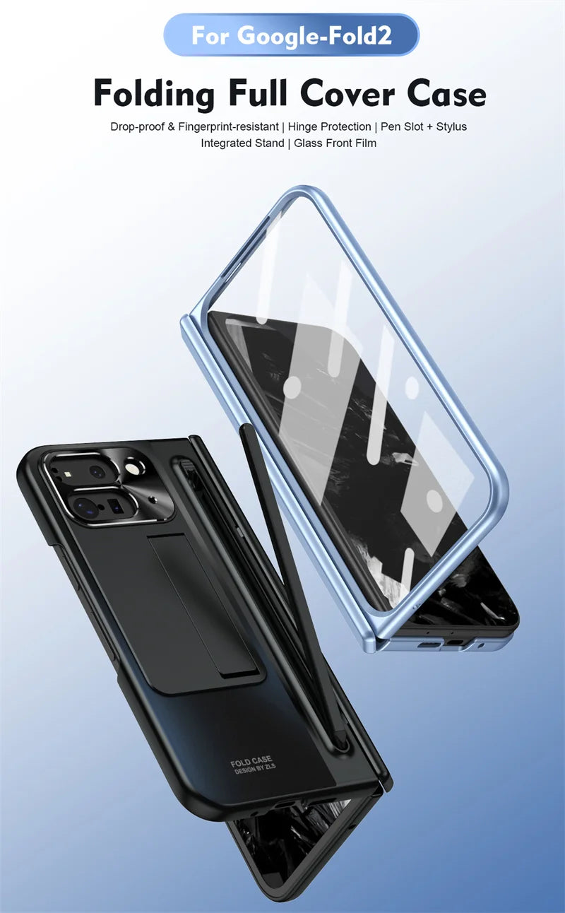 Electroplated Frosted lens Protection Tempered Glass Film Phone Case for Google Pixel 9 Pro Folding Hinge Phone Case