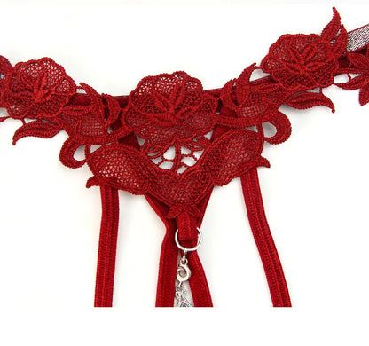 Jewelry Diamond Seductive Erotic Thong G-String Perspective Hollowed Out Embroidery Underwear