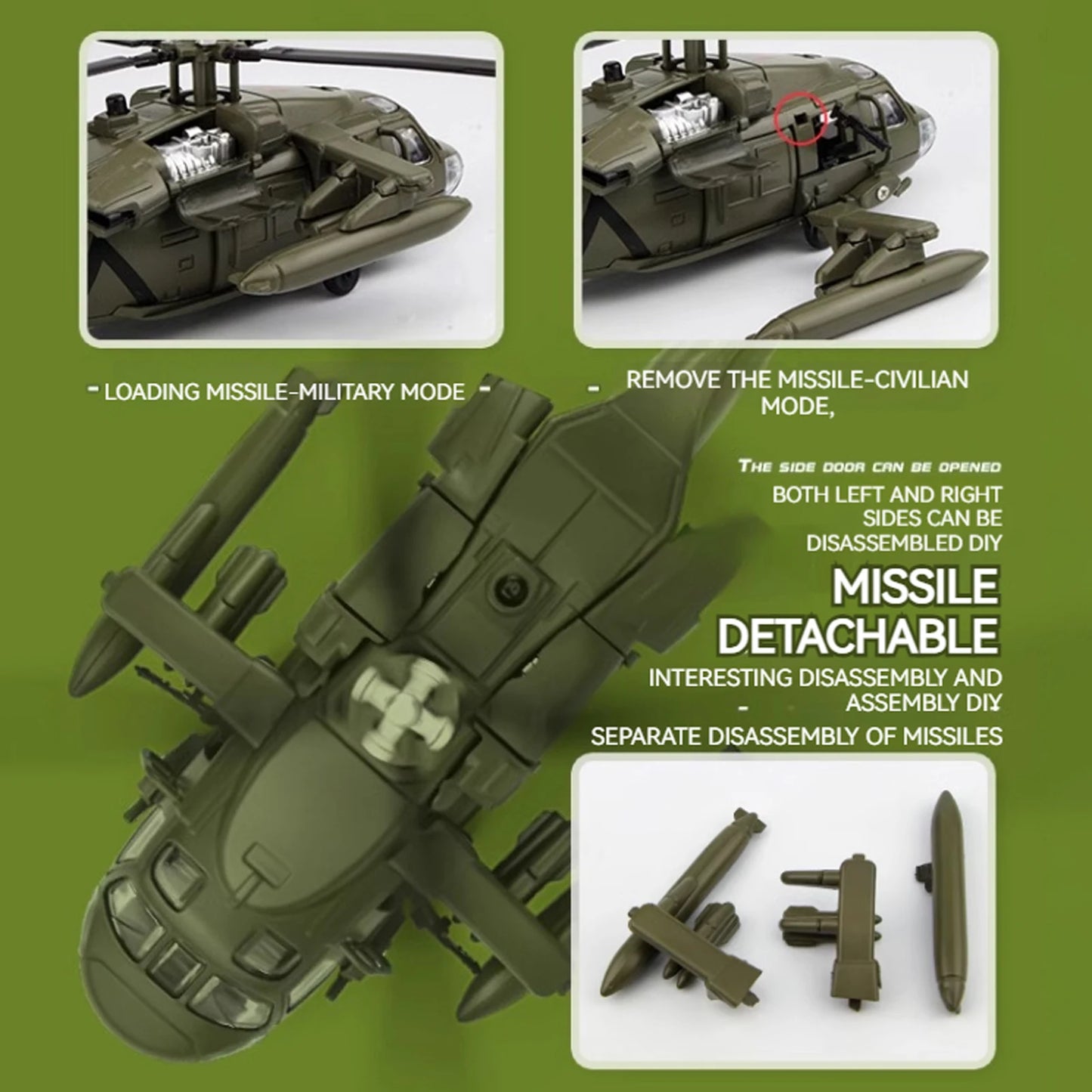 Black Hawk Helicopter Alloy Model with Sound & Light