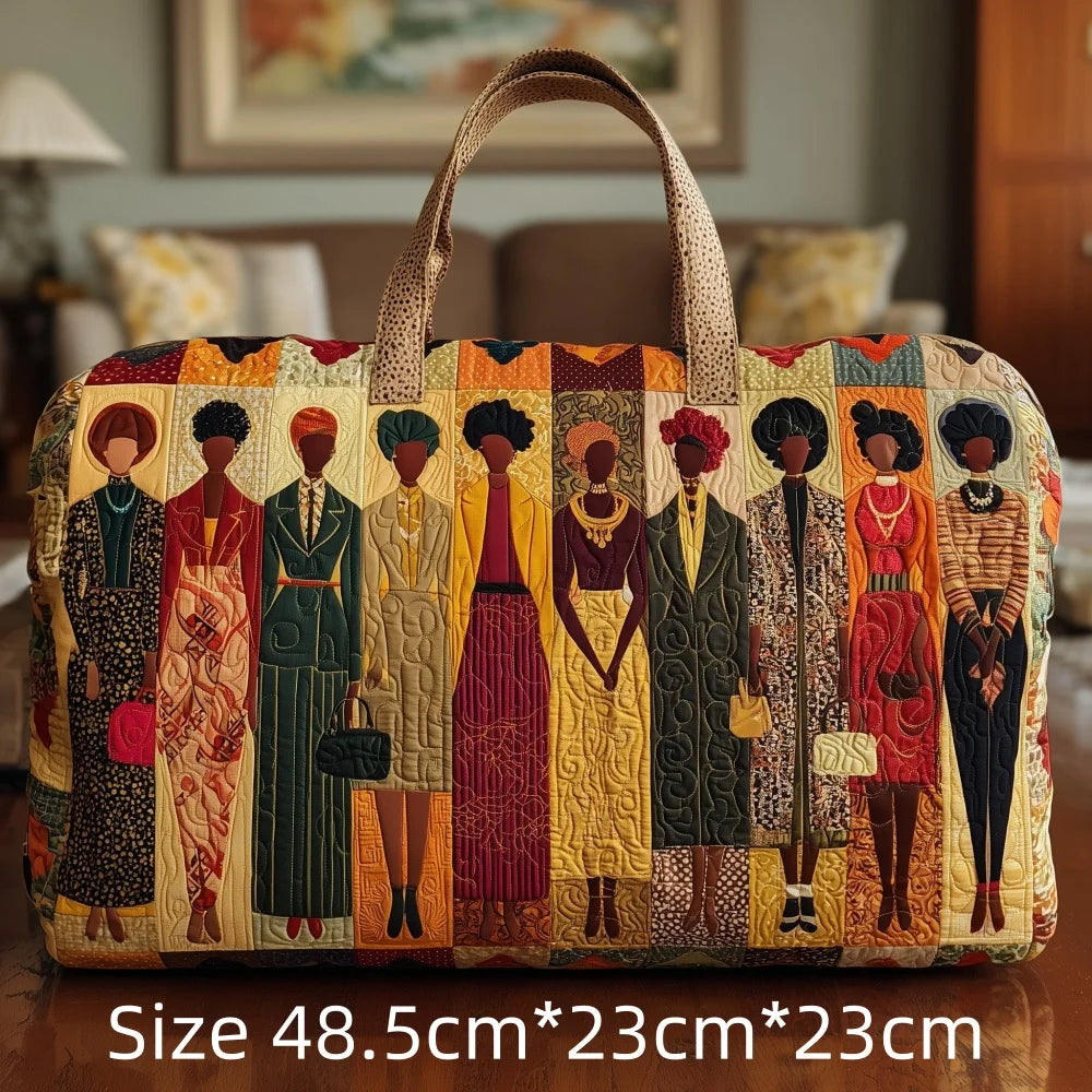 3D Quilted African Tote Bag for Women Colorful Tribal Print African Ladies Sunset Fruit Basket Gym Boho Festival Overnight Bags