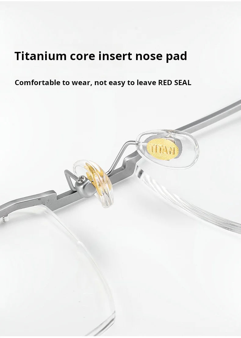 Mens Lightweight Titanium Rimless Square Eyeglasses Frames