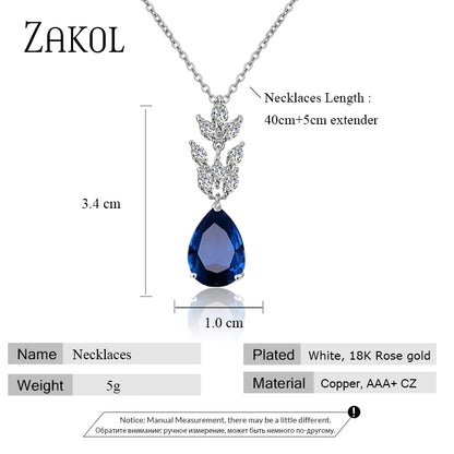 Water Drop Cubic Zirconia Pendant Necklace