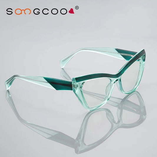 HONGMEI New Optical Prescription Computer Blue Blocking Eyeglasses Anti-Blue Light Cat-Eye Frames Customizable Reading Women