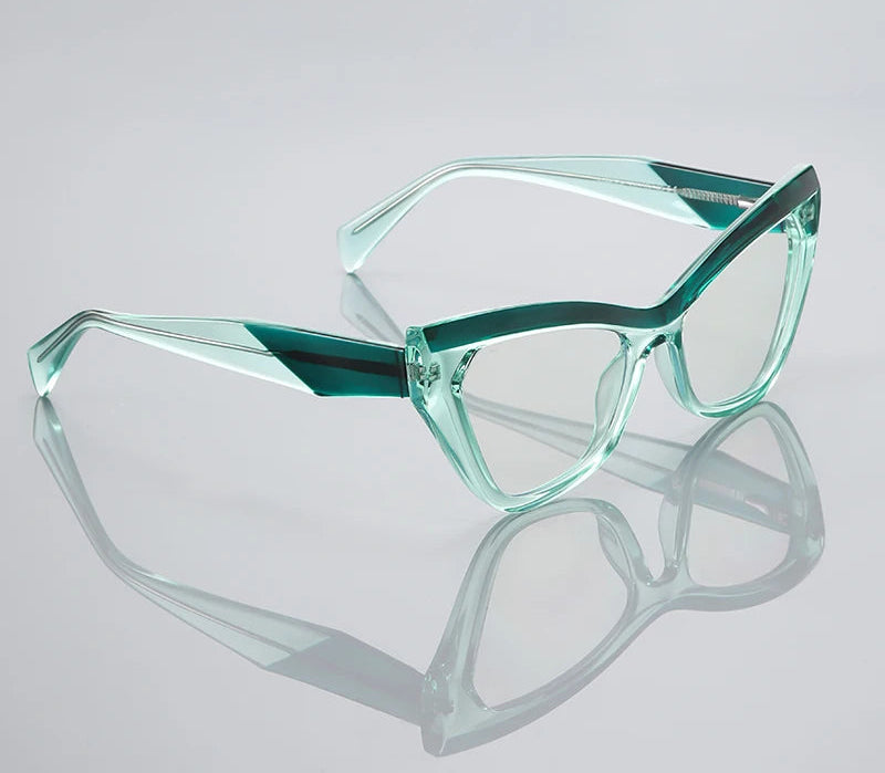 Optical Prescription Computer Blue Blocking Eyeglasses Anti-Blue Light Cat-Eye Frames Customizable Reading Women