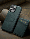 Leather for Magsafe Phone Case for iPhone 16 15 Pro Max 14 Plus Bracket Magnetic Back Cover with Card Holder