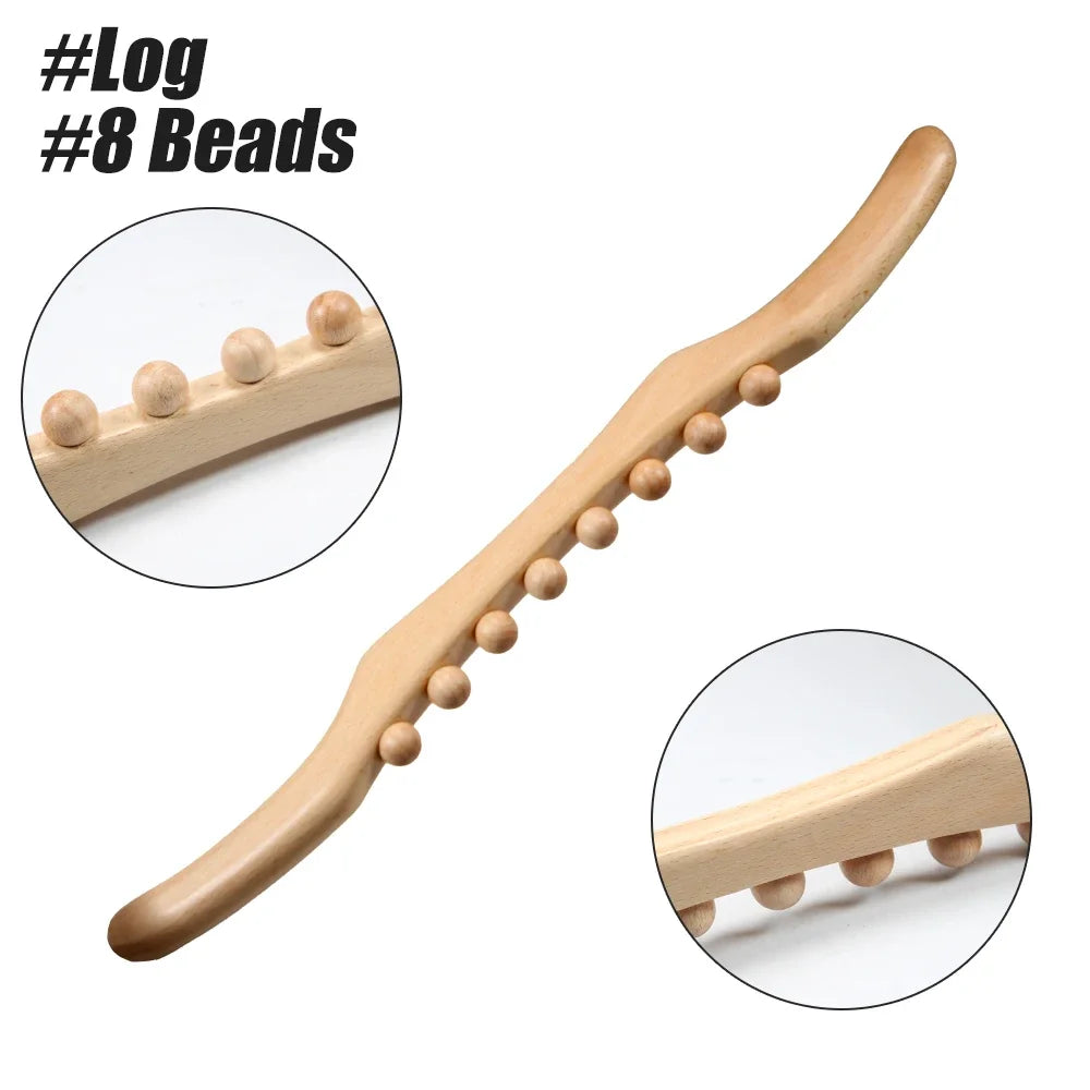 8 Beads Gua Sha Stick Wooden Body Massage Stick Handheld Abdomen Cellulite Massager For Back Relief Wood Therapy Massage Relaxed