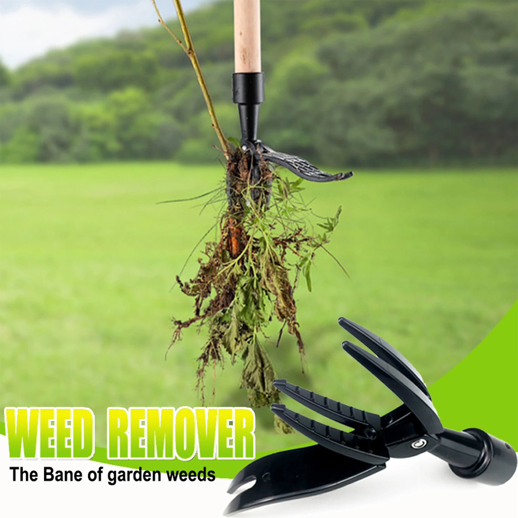 Portable Handheld Weeder Manual Weeding Tool for Root Removal Stand-Alone Design (No Pole)