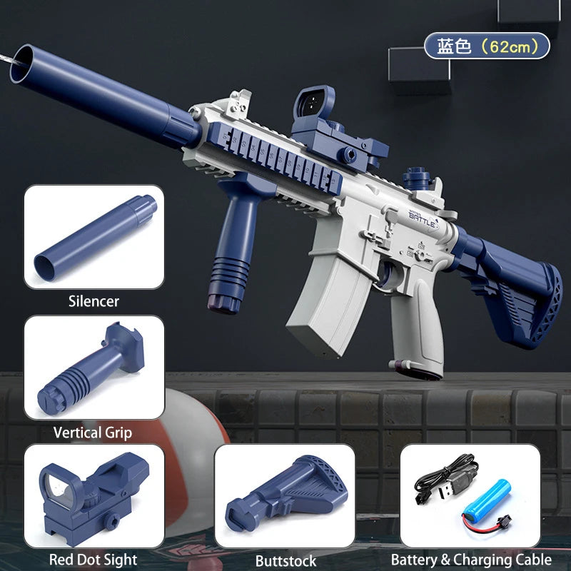 Electric M416 Water Gun with Full Automatic Shooting – Rechargeable Summer Outdoor Water Blaster