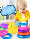 Children's Little Yellow Duck Rainbow Tower Stacking Circle Baby Early Childhood Education Puzzle Ring Montessoris Toy Kids