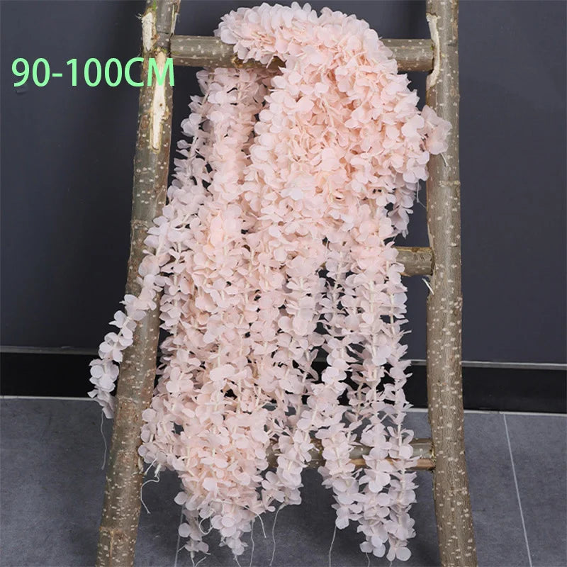 Artificial Wisteria Garland Flowers Faux Wall Vine Flower Backdrop Hanging Flowers Arch Garden Home Wedding Party Decor Rattan