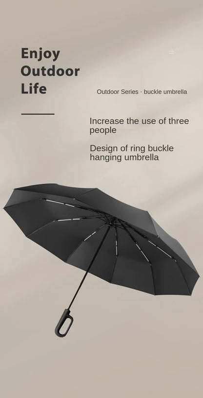 27 inch large windproof and sturdy umbrella, fully automatic buckle folding umbrella