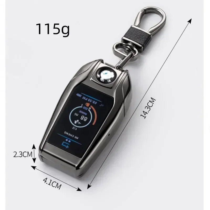 Keychain Windproof Lighter Cool Car Key Model Black Technology Multifunctional Igniter Gift Boyfriend A Trendy Look