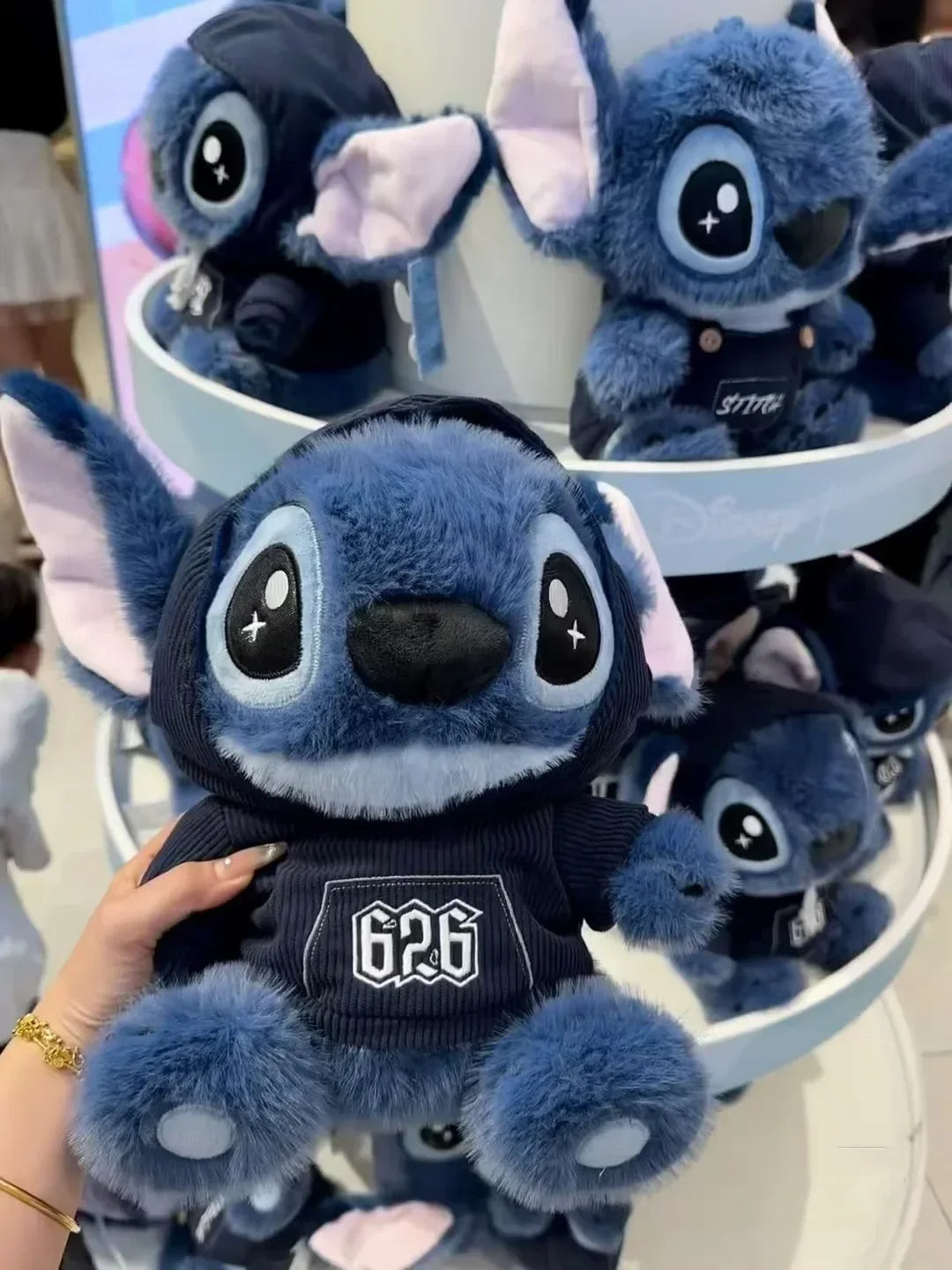 Disney Stitch Plush Doll Cute Anime Stuffed Toy with Overalls Birthday Gift for Boys Girls Home Room Decoration Accessories