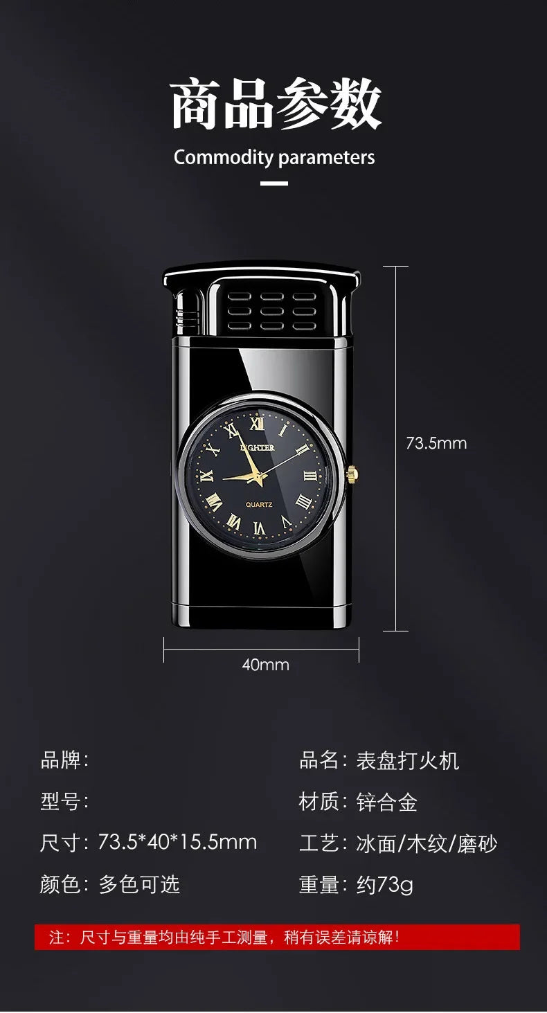 Rocker Arm Dial Metal Gas Lighters Jet, Butane Torch, Real Watch Lighter, Cigarette Cigar Lighter, Smoking Gadgets for Men