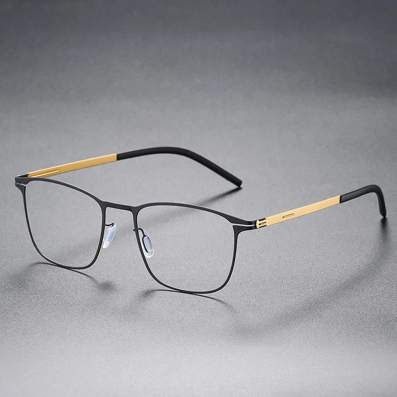 Mens Square Screwless Stainless Steel Eyeglasses Frame
