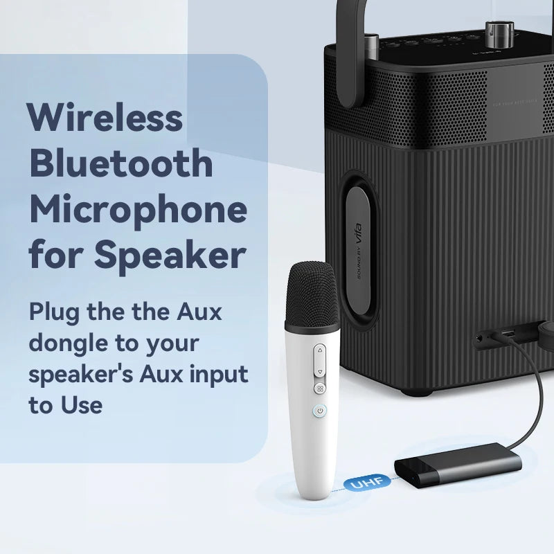 Tesla Karaoke Mic with Portable Bag, Wireless Mic with 8 Joy Effects, Rechargeable Mic with Type-C & Aux in Receiver