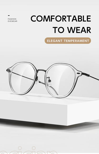 SANGCOO Ultra-light Fashion Flexible TR90 Eyewear Men Retro Round Decorative Optical Prescription Eyeglasses Frame WomenG01341