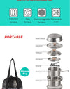 A Style Outdoor Stainless Steel 5pcs Camping Tourism Family 5L Portable Picnic Soup Frying Steaming Household