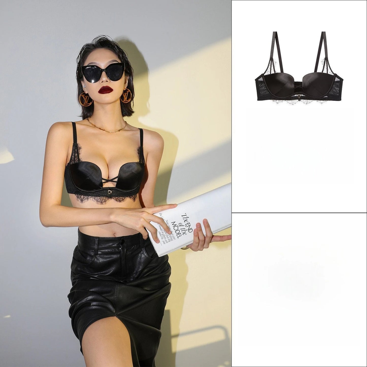 Womens Leopard Print Lace Push Up Bra and Brief Set