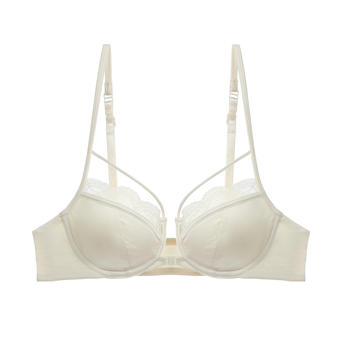 Womens French Lace Front Closure Push Up Bra and Brief Set