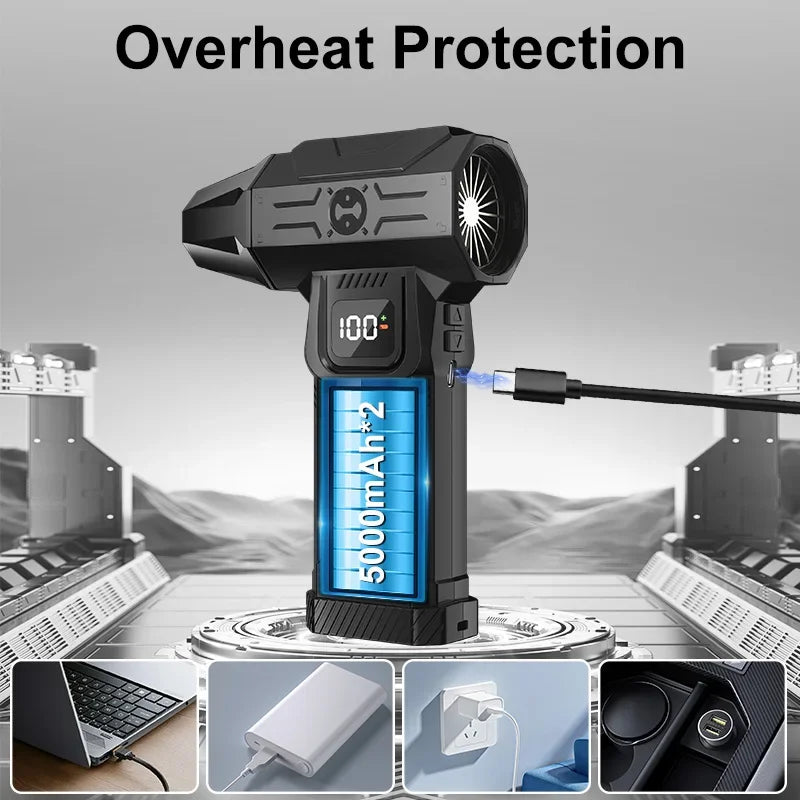 HFX-05 Powerful Turbo Fan, 700g Shock Pressure Brushless Motor, Portable Vacuum Cleaner, Cordless Compressed Air Dust Collector