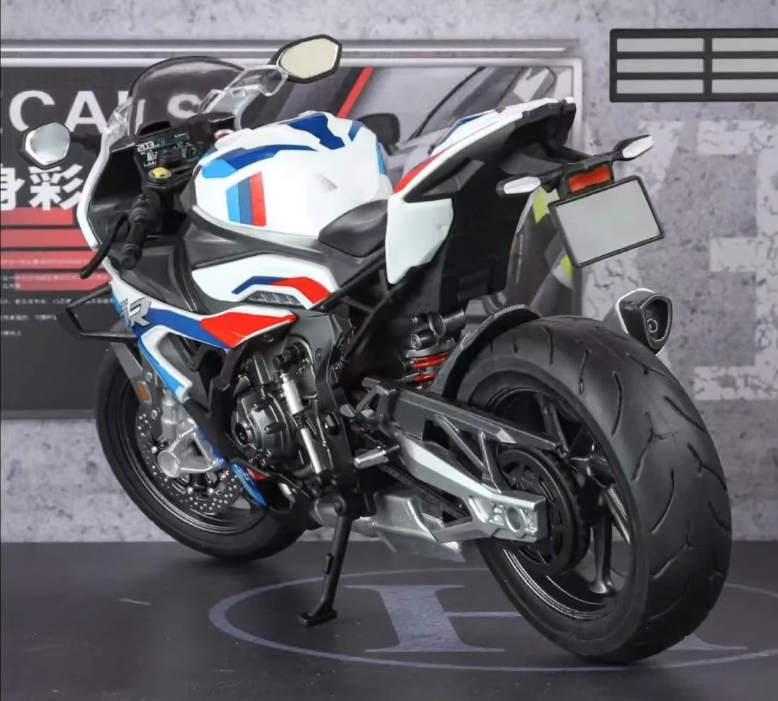 1:9 BMW S1000RR 2024 Alloy Die Cast Motorcycle Model Vehicle Collection Sound and Light Off Road Autocycle Toys Car