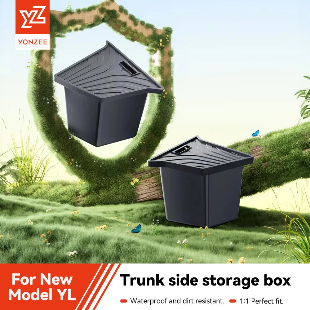 Trunk Side Storage Box Organizer for Tesla Model YL Flocking TPE Partition Storage Bin