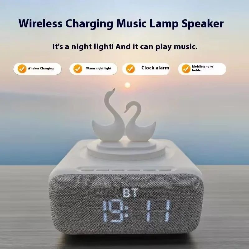 Wireless Bluetooth 5.0 Speaker Multi functional Mobile Wireless Charging Creative Swan Night Light Bluetooth Audio Player