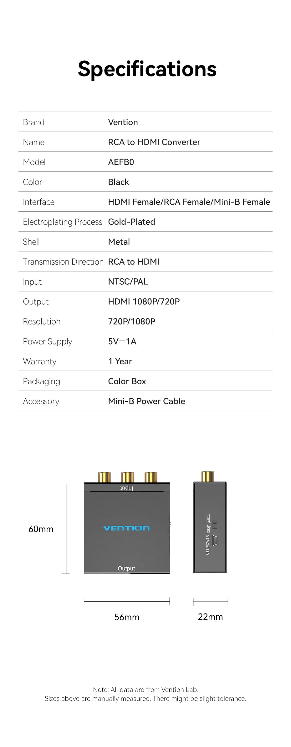 AV to HDMI Converter HDMI to RCA Video Adapter with Mini USB Power Cable for TV Box Projector  HDMI to AV