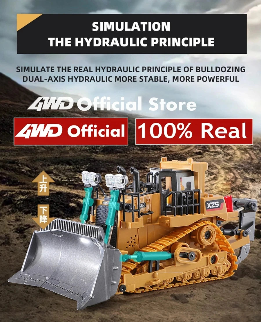 Remote Control Excavator Dump Truck Crawler Bulldozer RC Model Car Toy Alloy Simulation Construction Vehicle Gifts