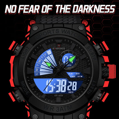 TPU Strap Military Waterproof Digital Luminous Clock Dual Display Quartz Wristwatches