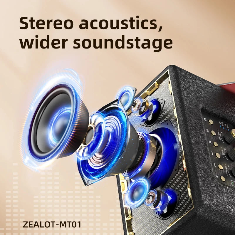 Retro Wooden Portable Wireless Speaker with TF Card Slot, Loud Bass Subwoofer, TWS Bluetooth Speaker, 24000mAh, 60W