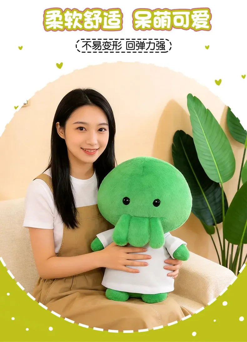 Cute Green Octopus Plush Toy With White Shirt