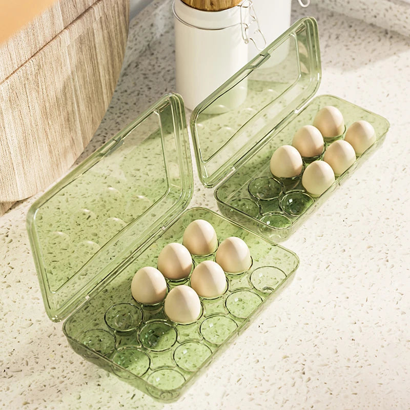 10/15 Grids Rotating Egg Storage Box – Refrigerator Egg Organizer Holder Dispenser