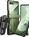 for Z Flip 6 Case with Kickstand Belt-Clip Hinge Protection Cover Screen Protector Military Grade Shockproof Phone Case