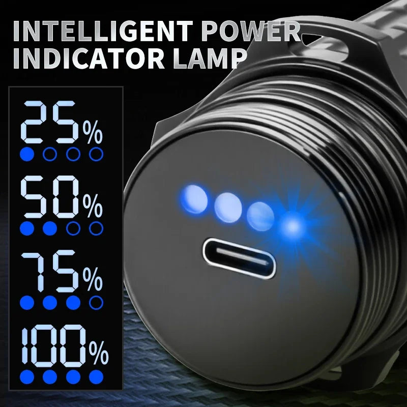 Rechargeable Diving Flashlight IPX8 Waterproof Underwater LED Torch Strong Light Dive Lamp