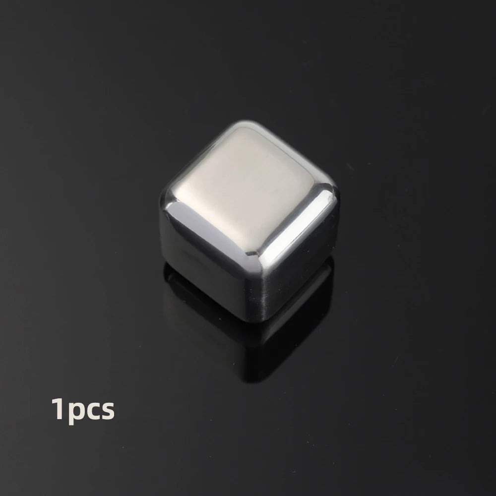 1/2/4/6 Pc Stainless Steel Ice Cube Set Reusable Chilling Stones for Whiskey Wine Wine Cooling Cube Chilling Rock Party Bar Tool