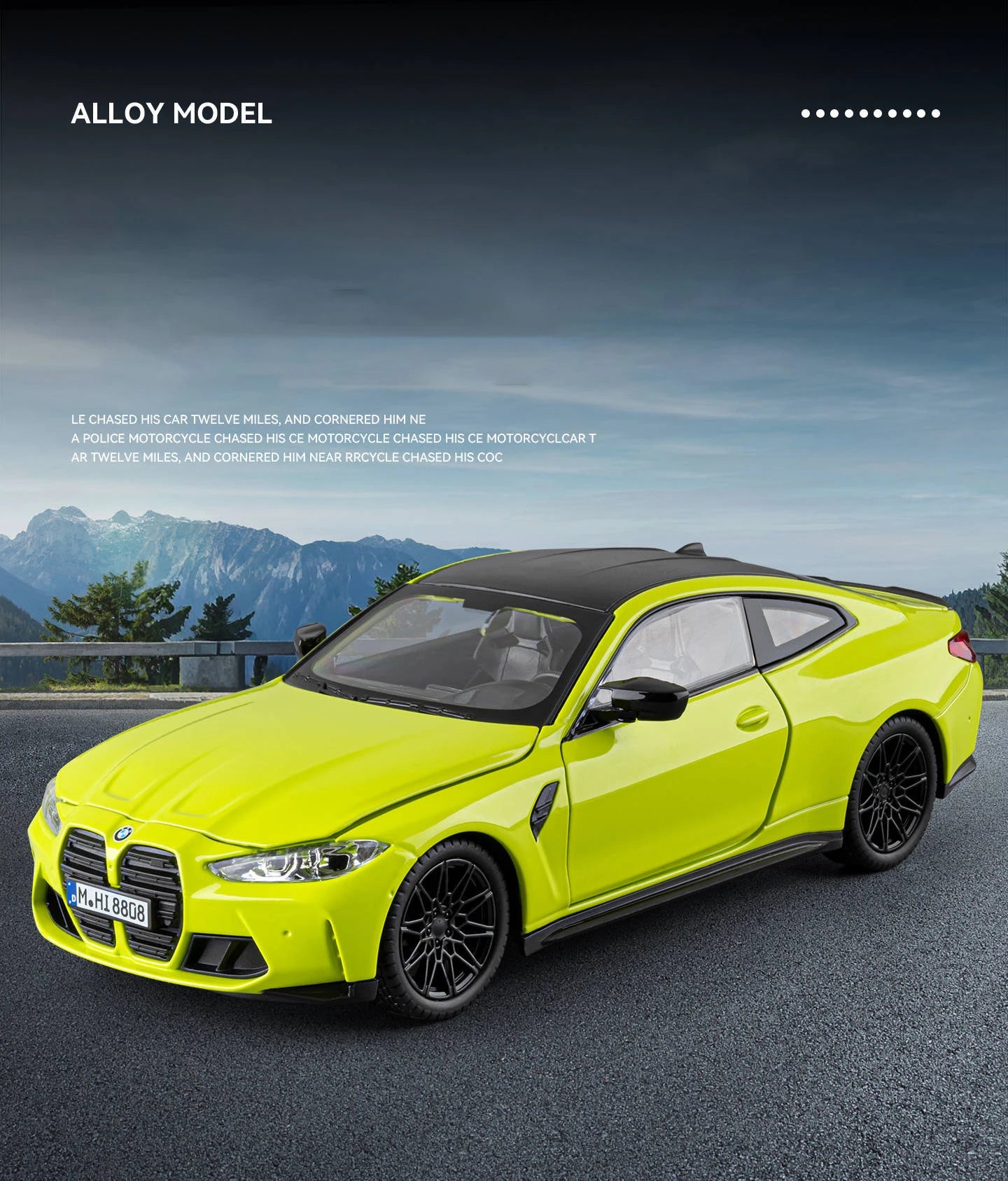 1 24 Scale BMW M4 G82 Supercar Diecast Pull Back Model Car with Sound and Light