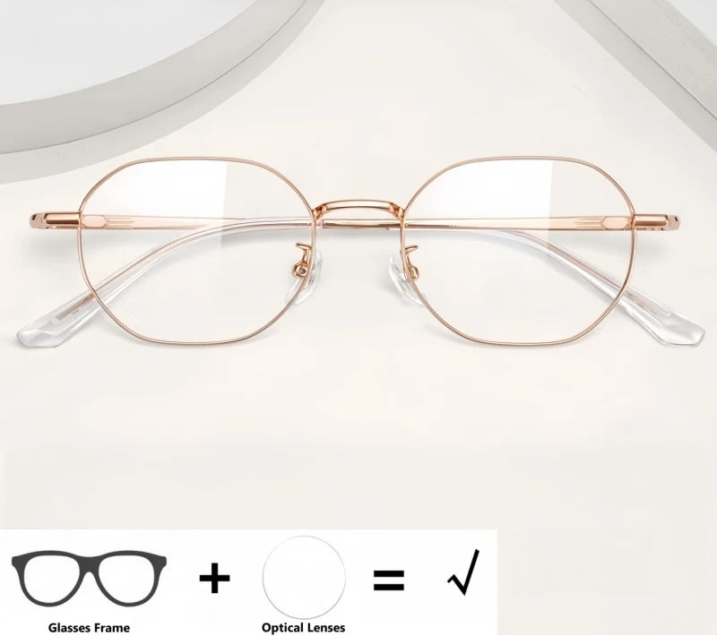 Retro Polygonal Lightweight Titanium Prescription Reading Glasses
