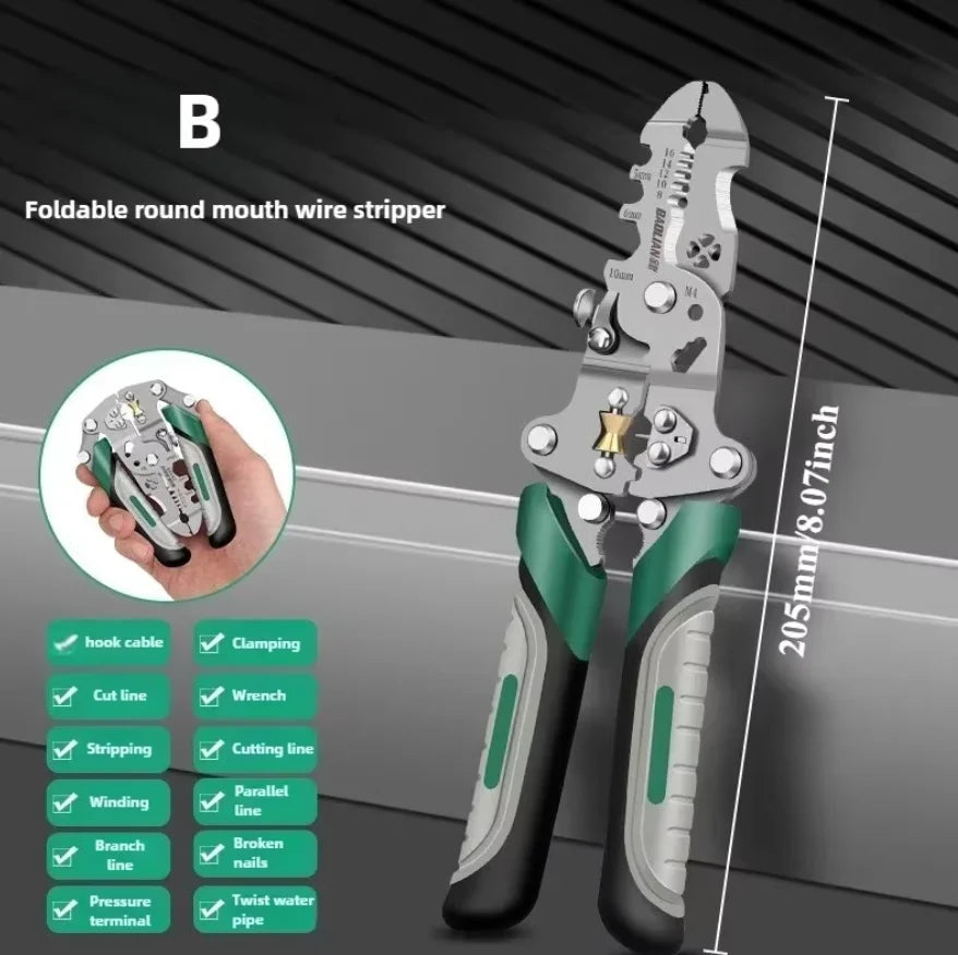 Electrician Wire Crimper Peeler Pliers Cables Stripping multifunctional Press Plier Terminal Crimping Gross Side Cutting Tool