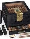 Cigar Humidor, Cedar Wood Cigar Box, Includes Leather Cigar Case, Cigar Tube, Digital Hygrometer and 2 Humidifiers, Gift Set