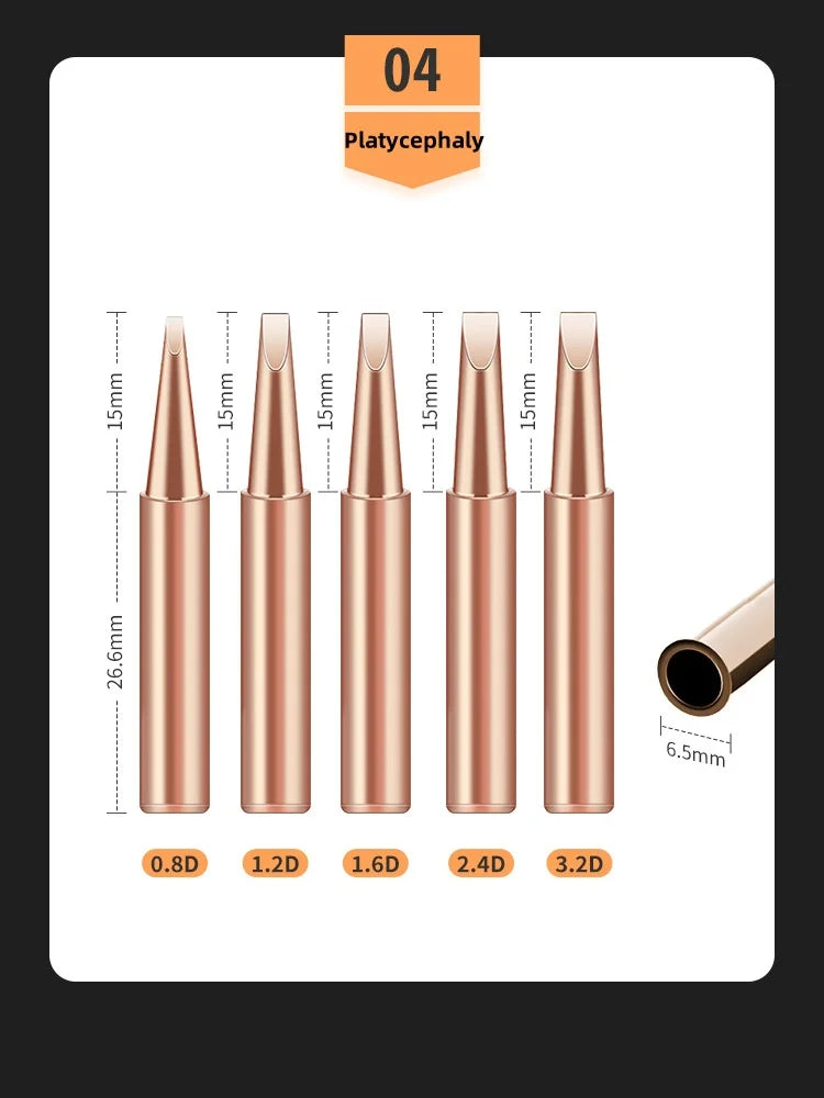 10Pcs Soldering Iron Tip Pure Copper 900M Soldering Iron Head Set Inside Hot Bare Copper Electric Soldering Iron Welding Tools