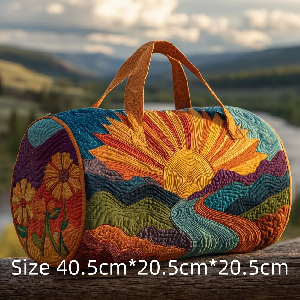Hot Sale 3D Quilted Bag for Women Colorful Sun Pattern Travel Tote Bag Desert Cactus Forest Print Weekender Overnight Beach Bag
