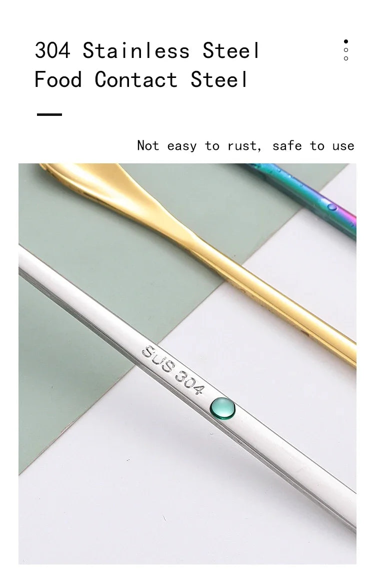 Long Handle Stirring Spoon Stainless Steel Food Grade Coffee Utensil Waterdrop Shape Ice Spoon Honey Cocktail Mixing Bar Tool