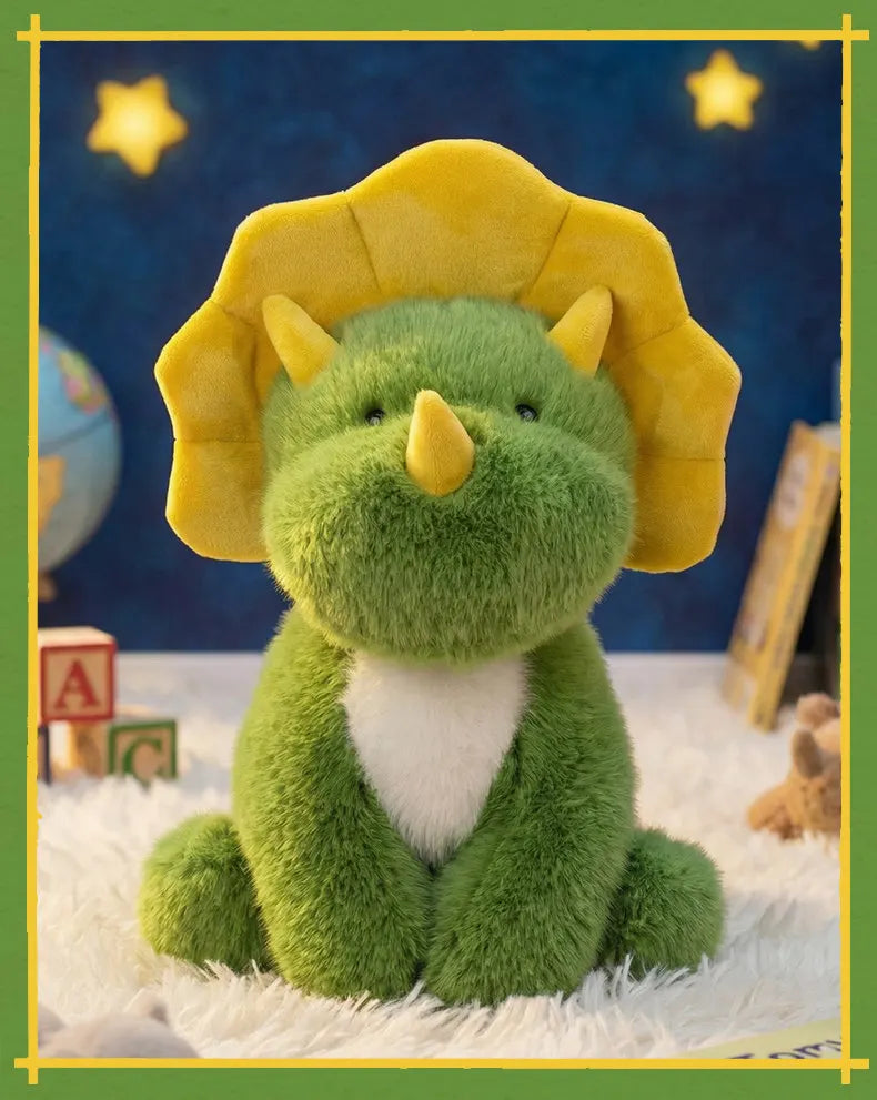 Green Triceratops Dinosaur Plush Stuffed Animal Pillow