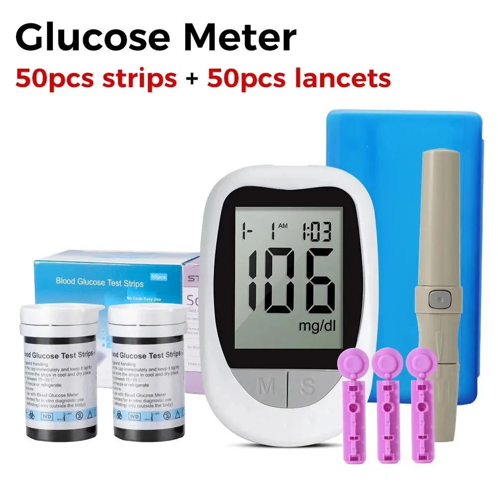 Blood Glucose Meter Glucometer Kit Code Free Diabetes Test 50/100pcs Strips With Lancets Medical Blood Sugar Mg/mmol