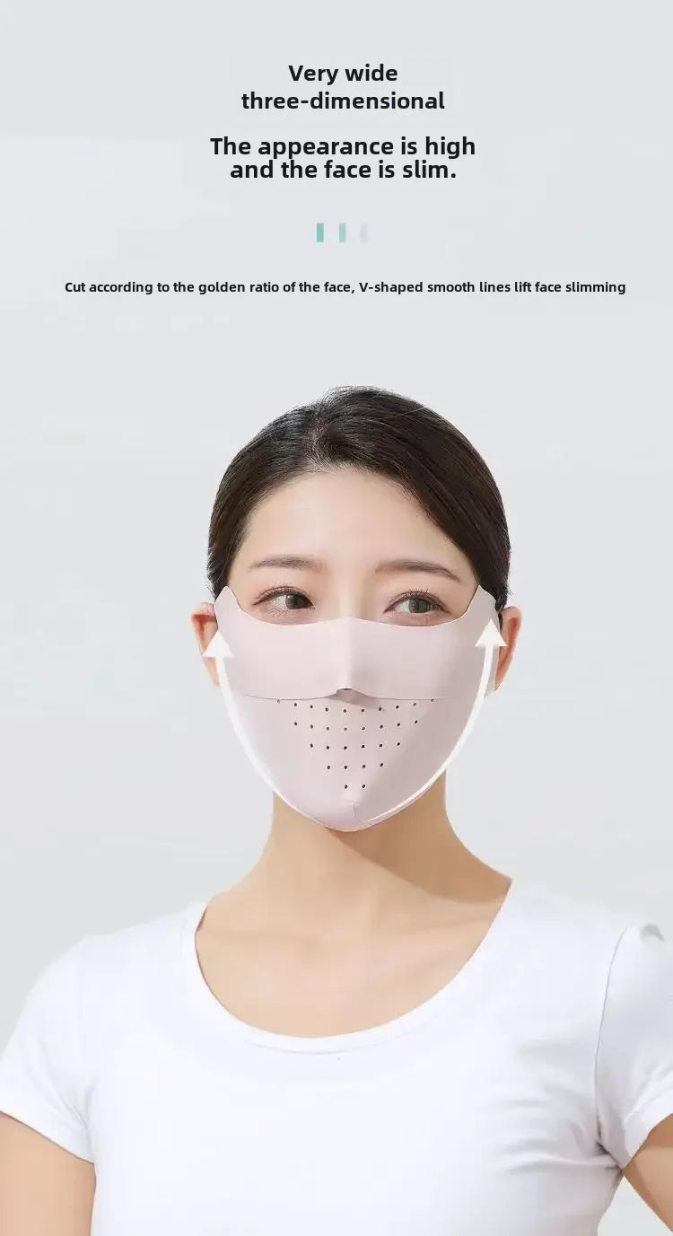 Breathable Sun Protection Face Mask For Men Women High Aesthetic Value Ice Silk Full Face Summer Sunshade Uv Protection