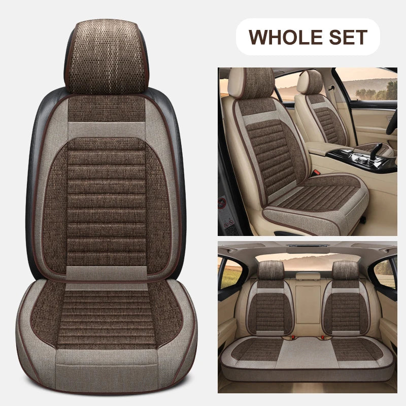 3D Linen Car Seat Covers Universal Leather Car Seat Cushion Full Surrounded Car Seat Pads Breathable Auto Chair Pads Protector